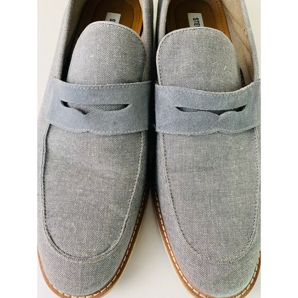 Steve Madden Normin Canvas Penny Loafer In Gray Fabric Leather Men\'s Size 12